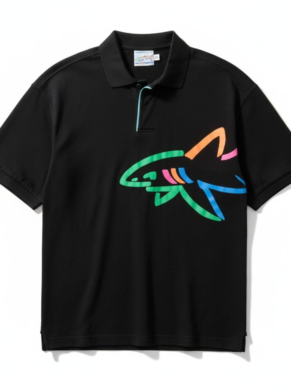 Vtg 90s Reebok Greg Norman Wrap Around Shark Polo Shirt Contrast Placket L